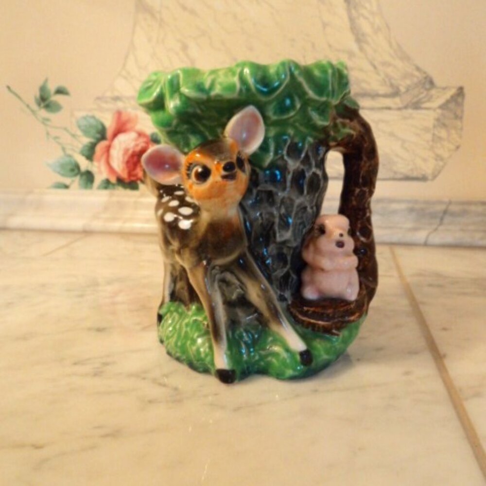 vintage deer figurine planter